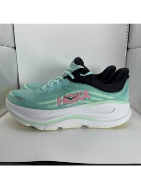 Hoka One One Bondi 9 Womens Running Shoes US 12 B Mint Green & Black